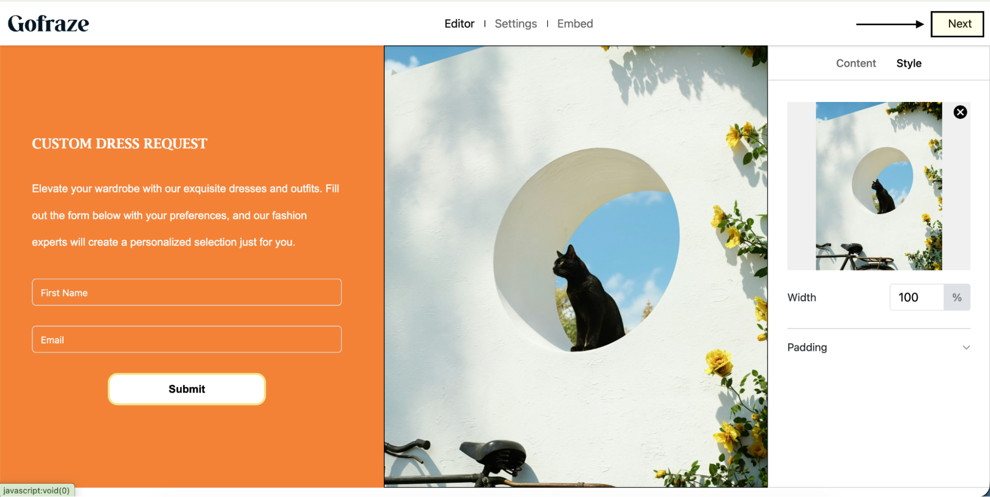 Gofraze login page