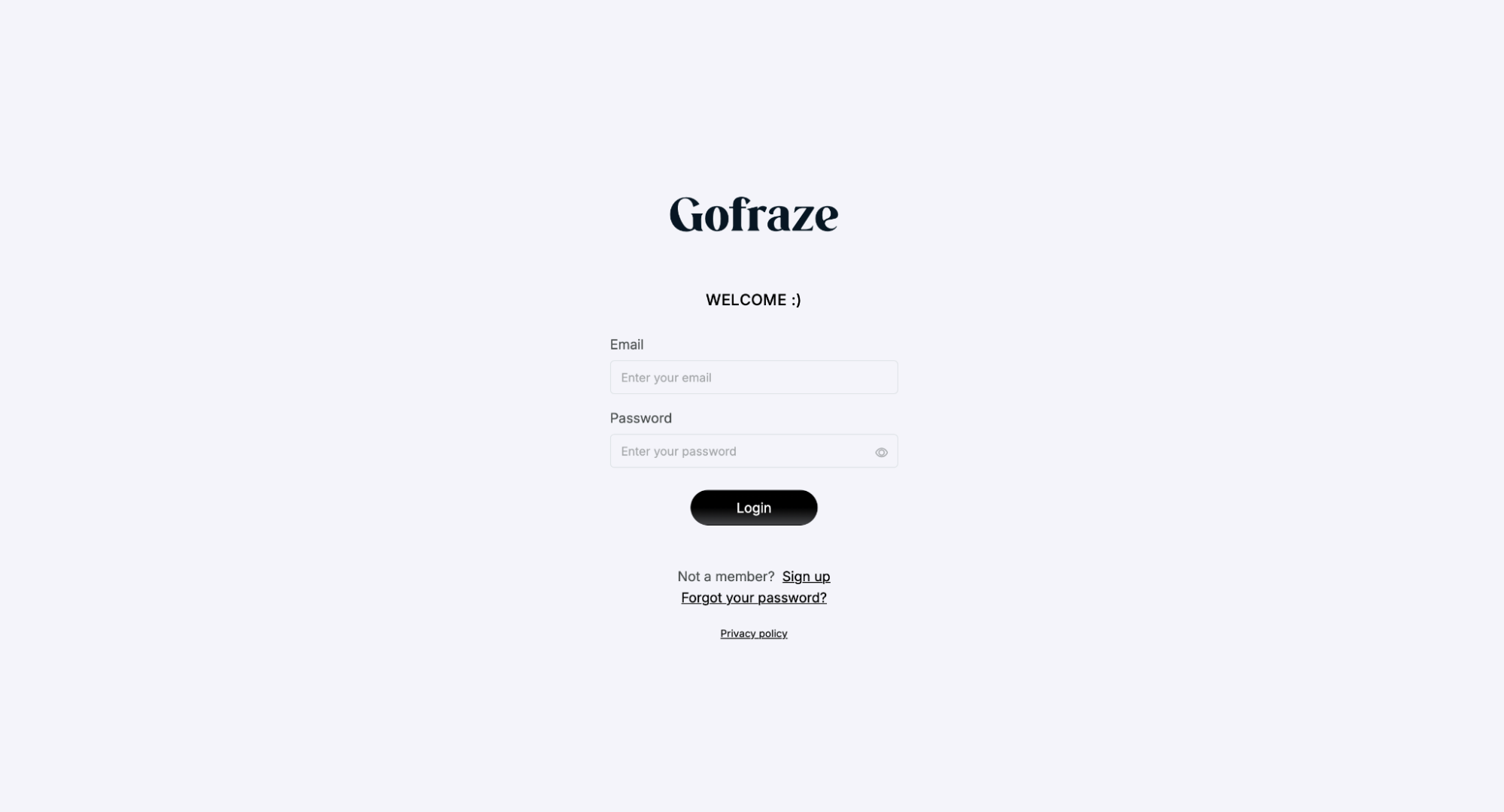 Gofraze login page